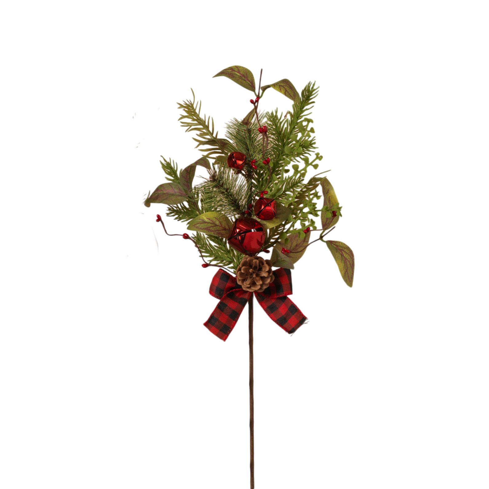 Pine & Berry Pick with Plaid Bow -