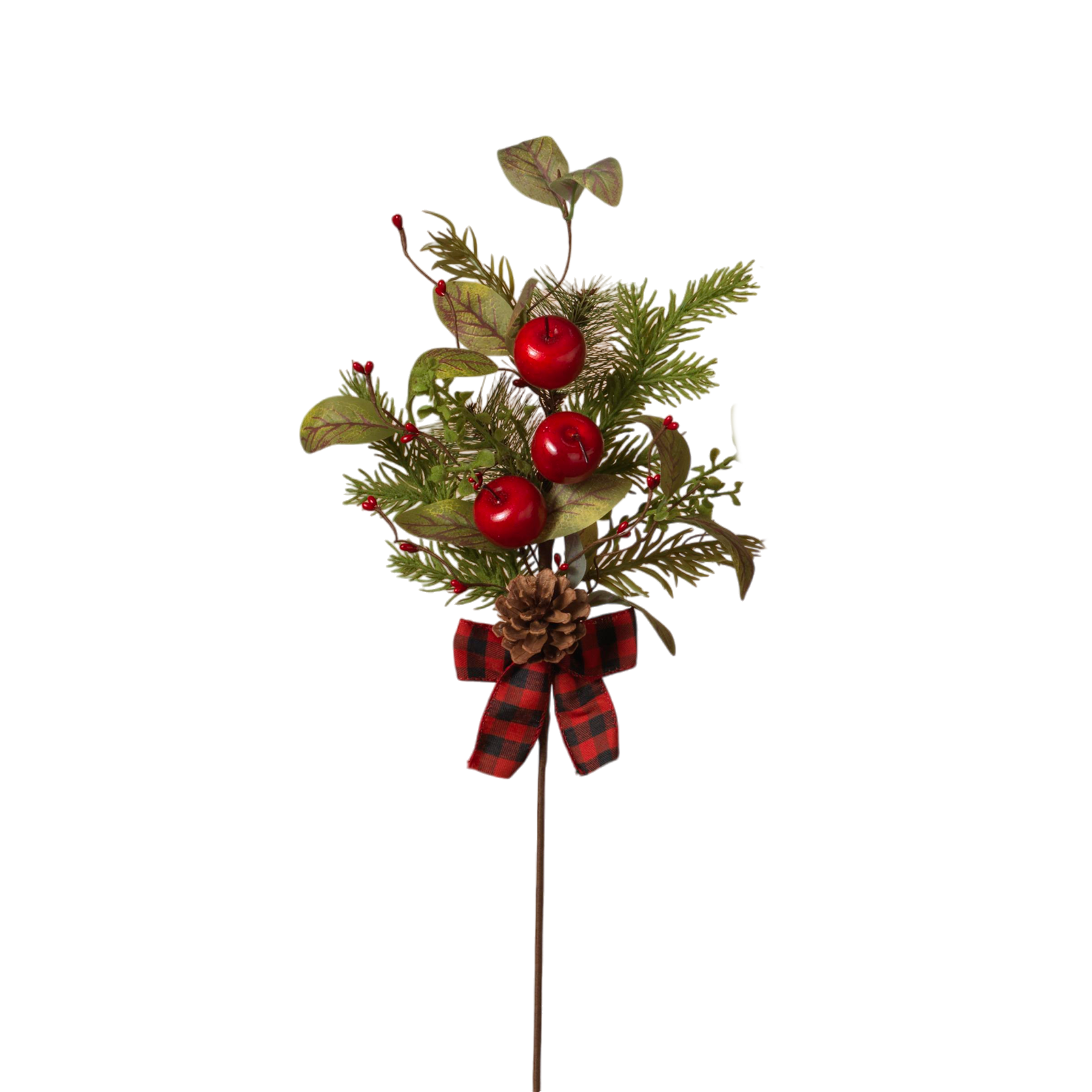 Pine & Berry Pick with Plaid Bow -