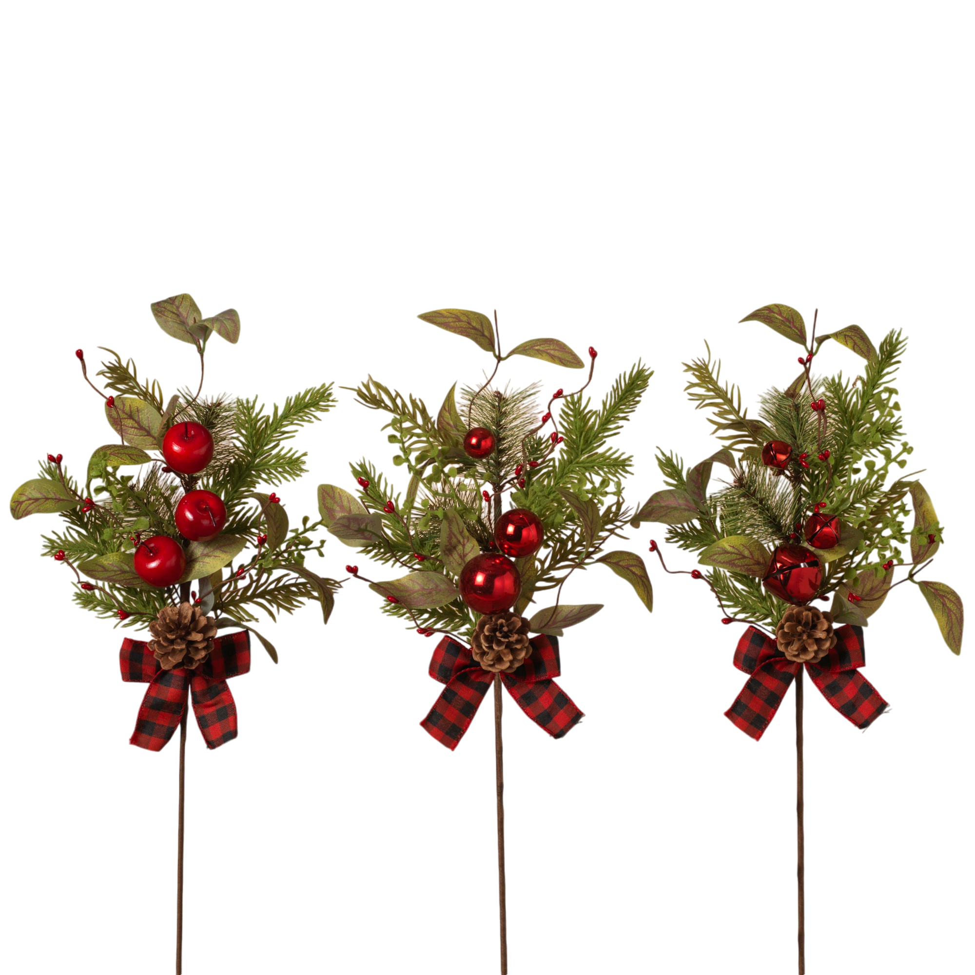 Pine & Berry Pick with Plaid Bow -