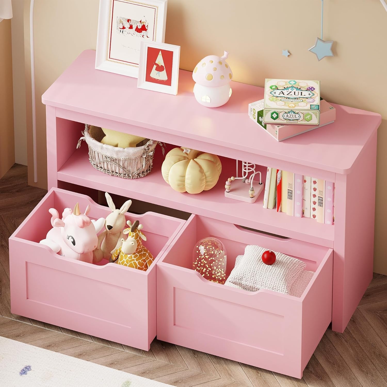 Pink Toy Storage Organizer With Detachable Drawers