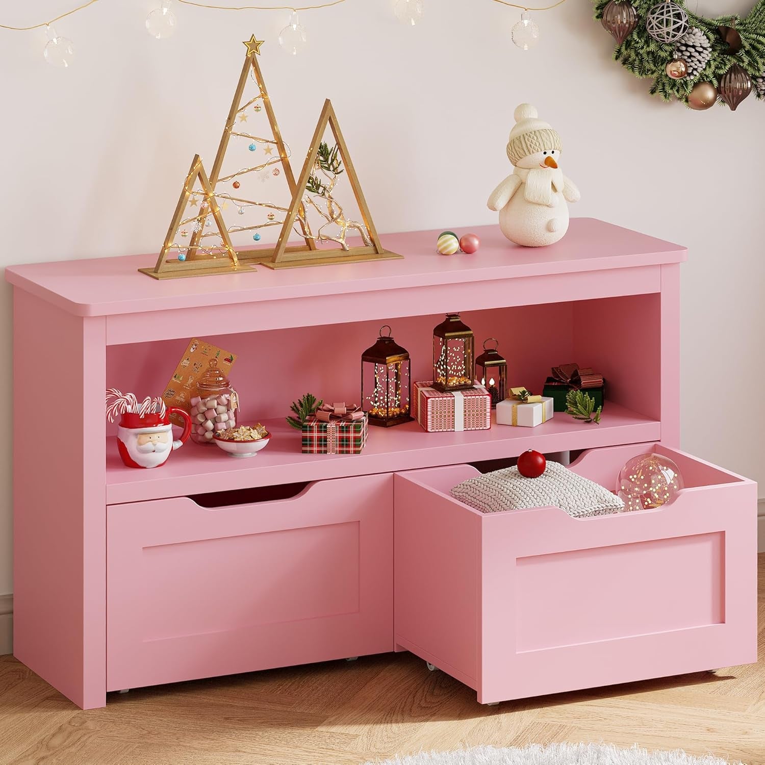 Pink Toy Storage Organizer With Detachable Drawers