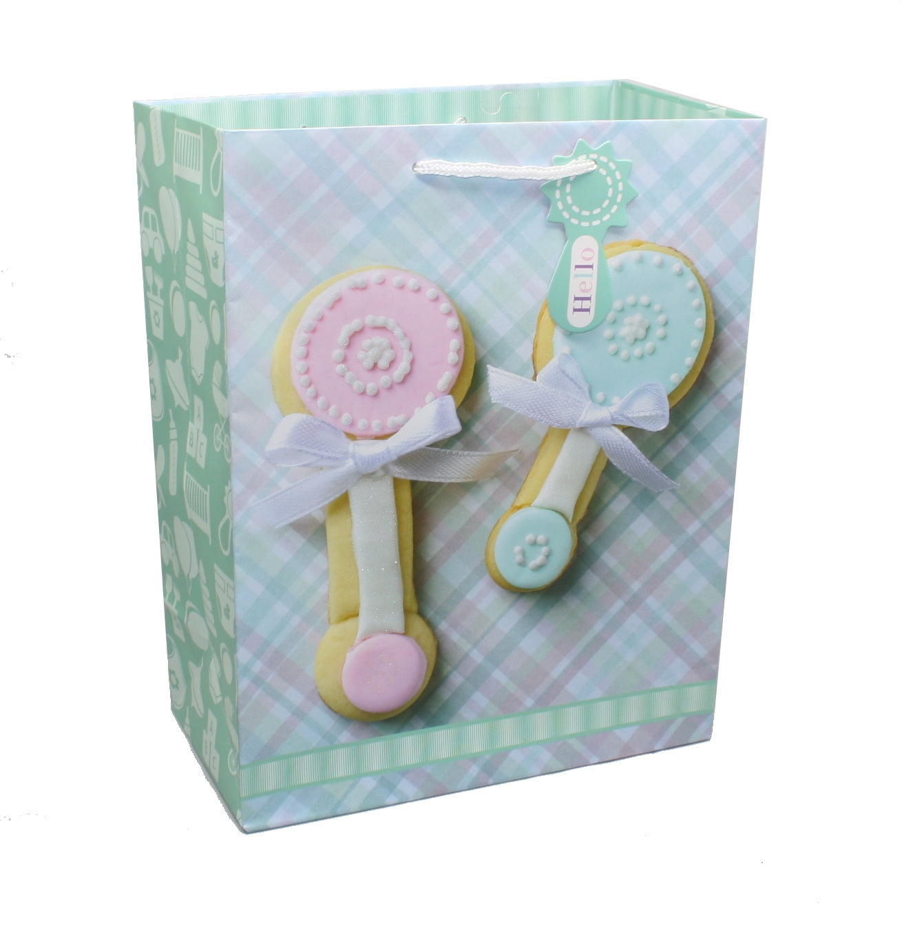 Pink and Blue Baby Rattle Gift Bag