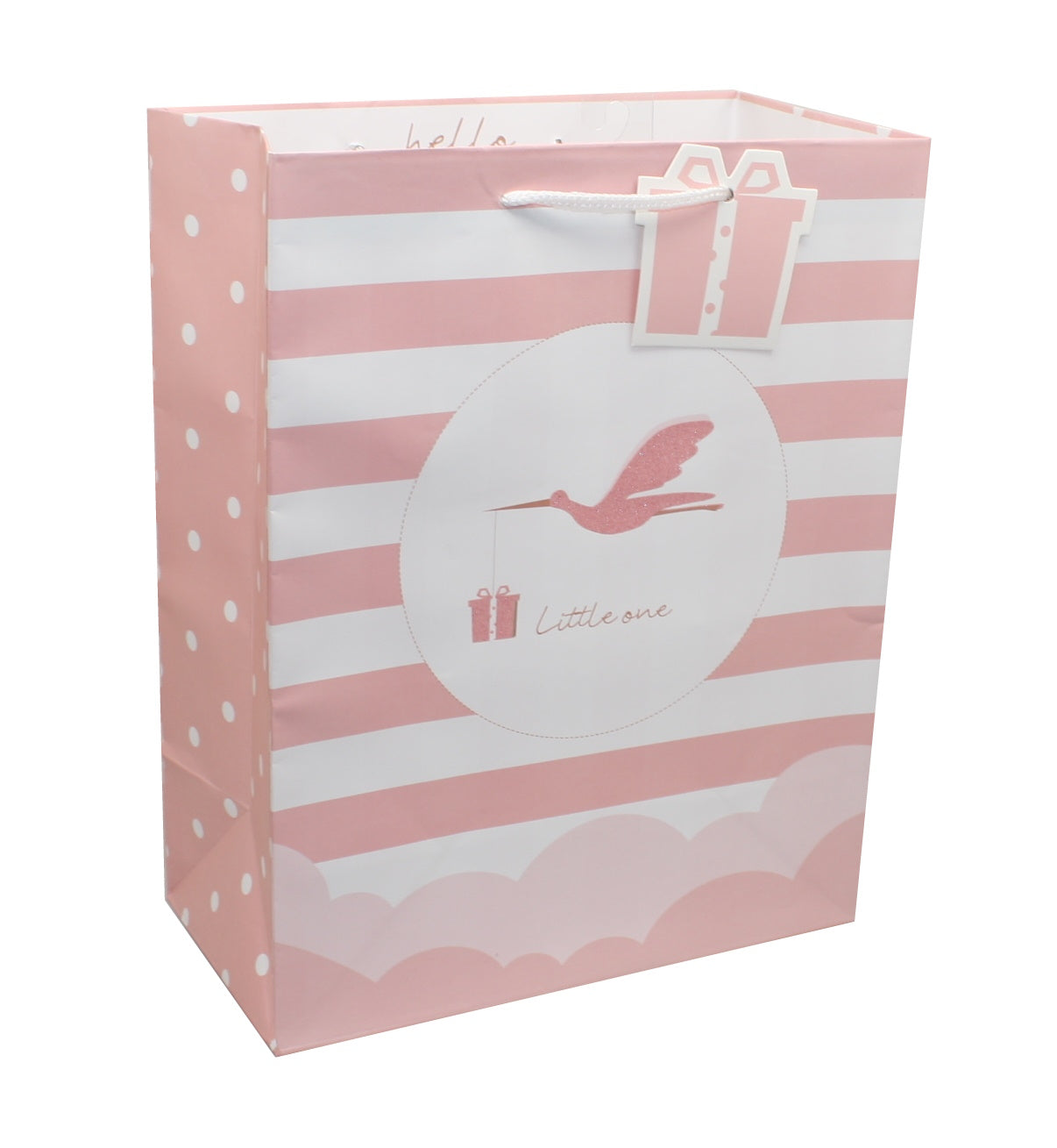 Pink and White Stork Baby Gift Bag