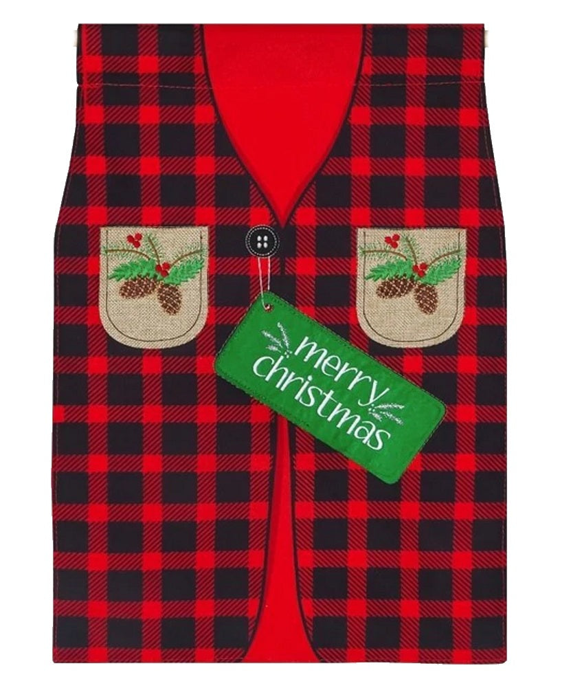 Plaid Christmas Vest Garden Flag
