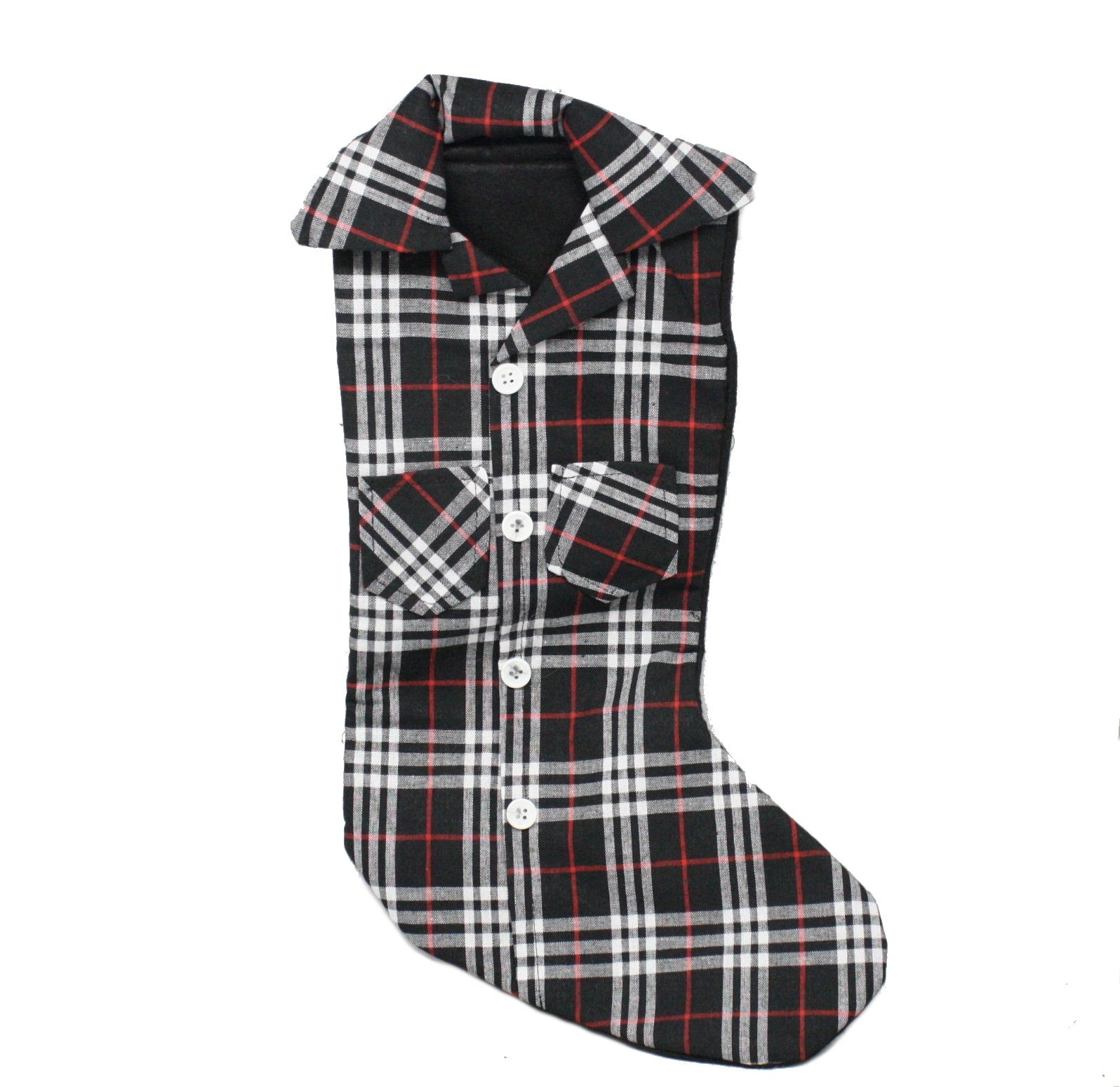 Plaid Lumberjack Shirt Stocking - Black