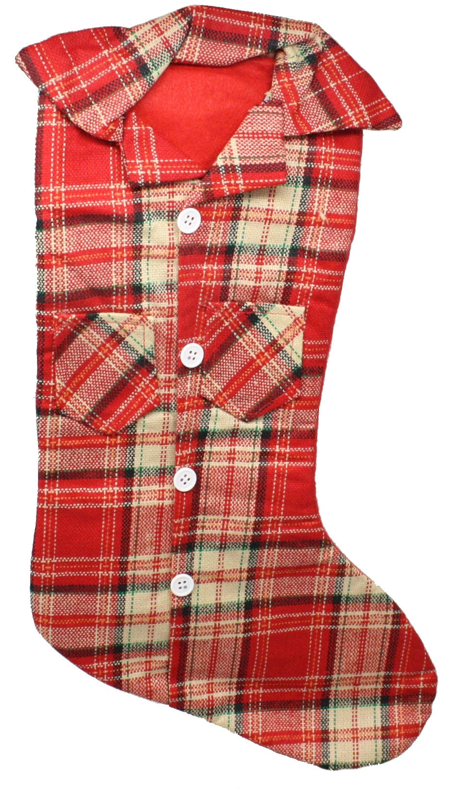 Plaid Lumberjack Shirt Stocking - Muted Red
