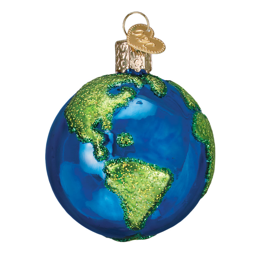 Planet Earth Glass Ornament