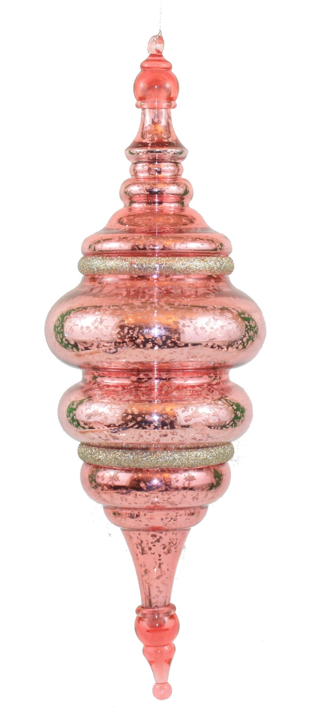 Plastic 'Mercury Glass' Finial Ornament - Pink