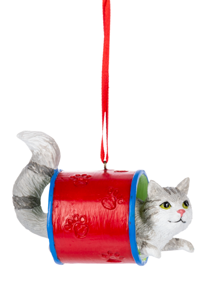Playful Kitten Ornament - Grey
