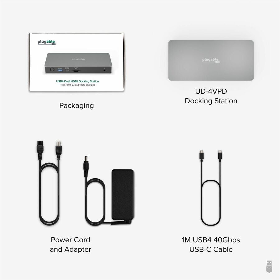 Plugable 11-in-1 USB C Docking Station Dual Monitor - USB4 100W Laptop Charging Dock for