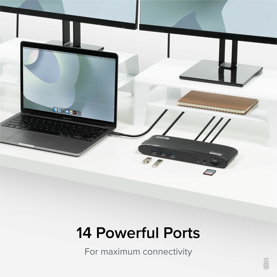 Plugable 14-in-1 USB-C Triple Monitor Laptop Docking Station with 100W Charging -