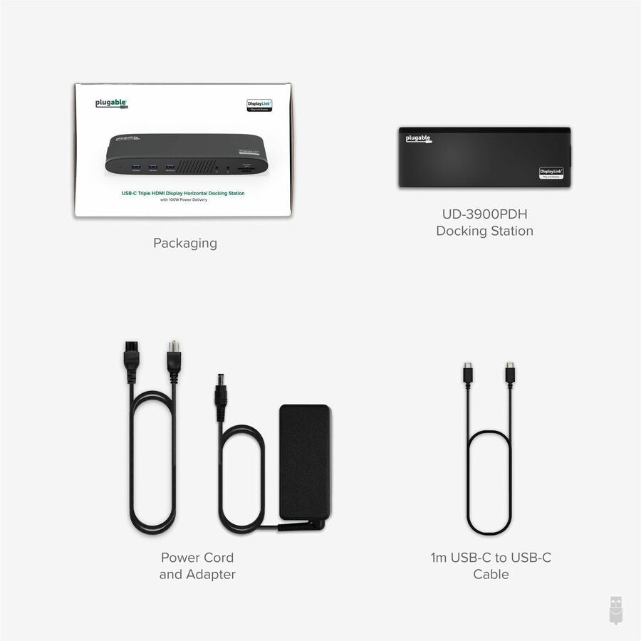 Plugable 14-in-1 USB-C Triple Monitor Laptop Docking Station with 100W Charging -
