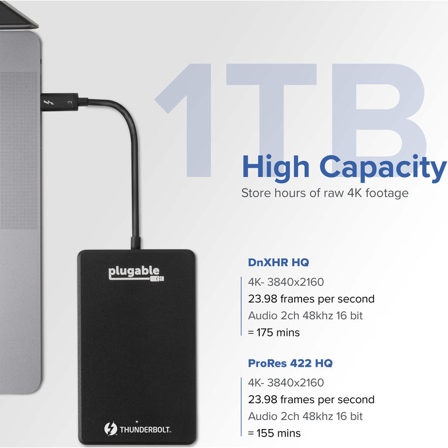 Plugable 1TB Thunderbolt 3 External SSD NVMe Drive TBT3-NVME1TB