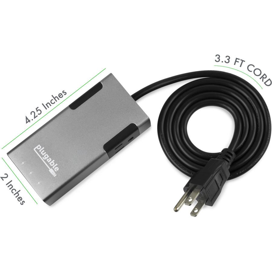 Plugable 2-Outlet Travel Power Strip with Built-In 3-Port 20W USB Universal Smart Charger PS2-USB3