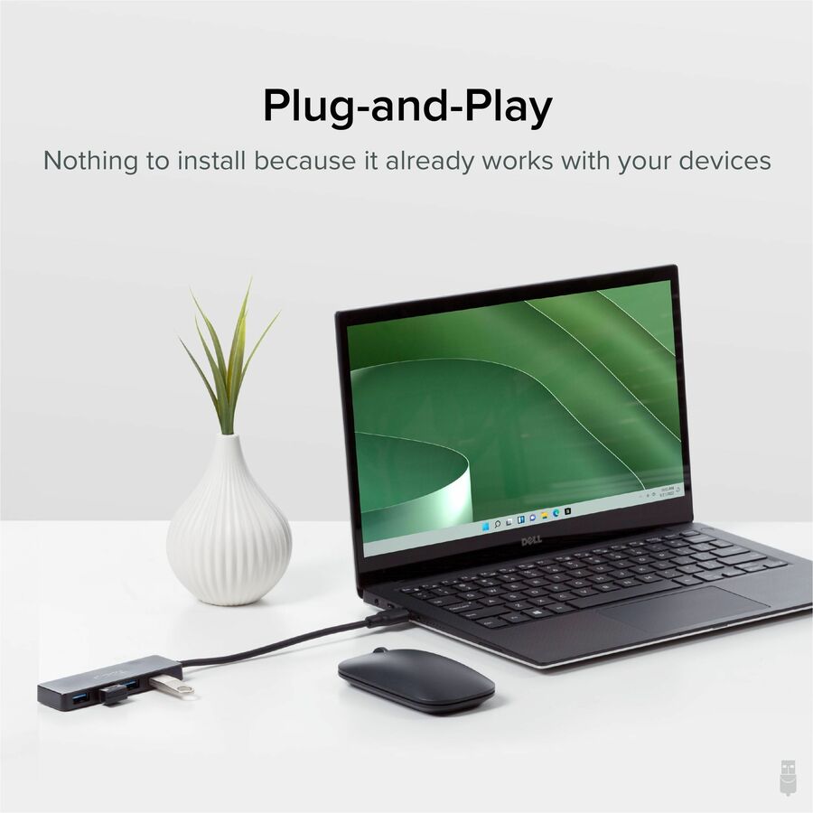 Plugable 4 Port USB Hub 3.0, USB Splitter for Laptop - Compatible with Windows, Surface