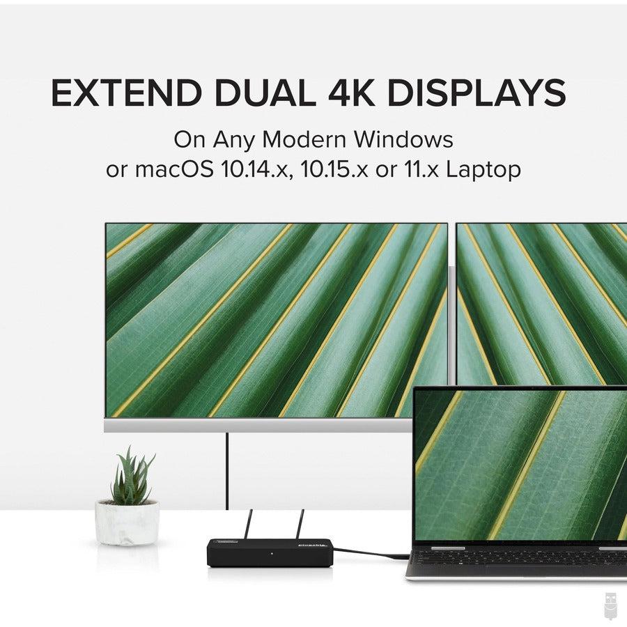 Plugable 4K DisplayPort and HDMI Dual Monitor Adapter with Ethernet for USB 3.0 and USB-C USBC-6950UE