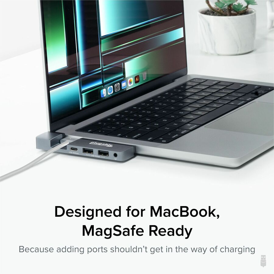Plugable 5-in-1 USB C Hub Multiport Adapter for MacBook Pro 14/16 Inch and Macbook Air