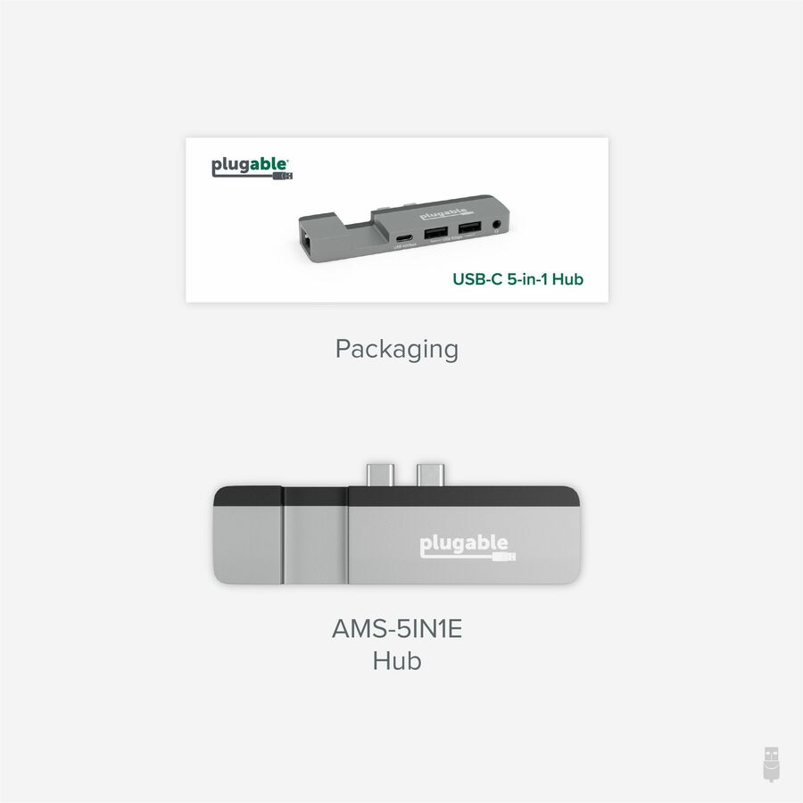 Plugable 5-in-1 USB C Hub Multiport Adapter for MacBook Pro 14/16 Inch and Macbook Air
