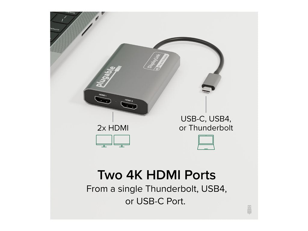 Plugable - Adapter - 24 pin USB-C male to HDMI female - 4K60Hz (3840 x 2160) support USBC-6950M