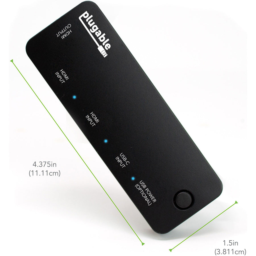 Plugable HDMI 2.0 and USB-C 3 Port Switch with 2 HDMI and 1 USB-C Inputs and Single HDMI 2.0 Output (Supports 2x HDMI 2.0 4K@60Hz Sources and 1x USB C or Thunderbolt 3 Source) HDMI-SC3