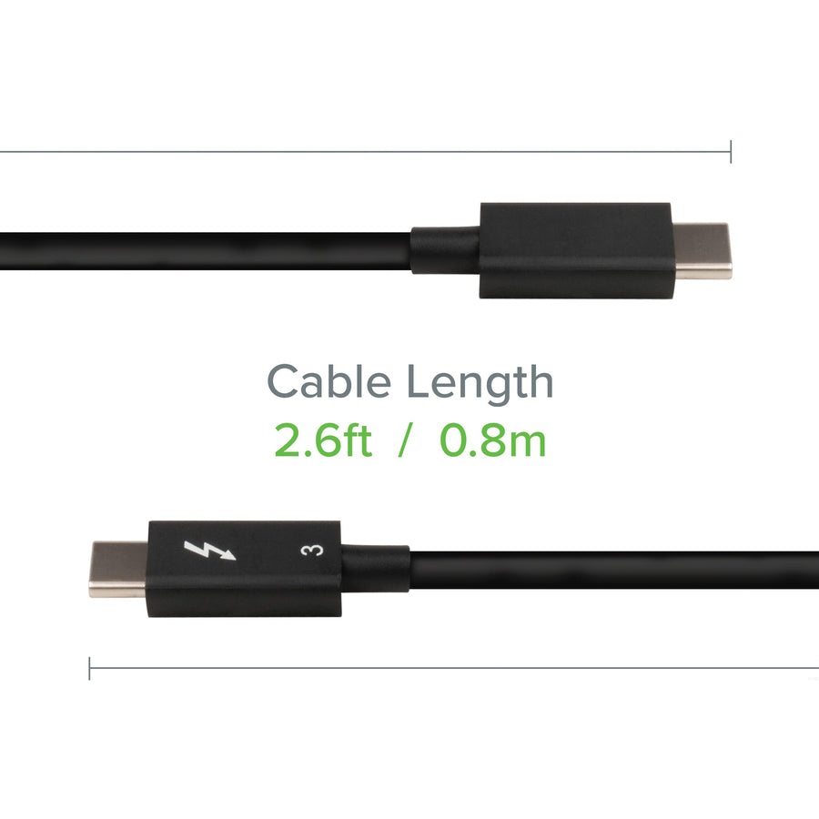 Plugable Thunderbolt 3 Cable 40Gbps Supports 100W (20V, 5A) Charging TBT3-40G80CM
