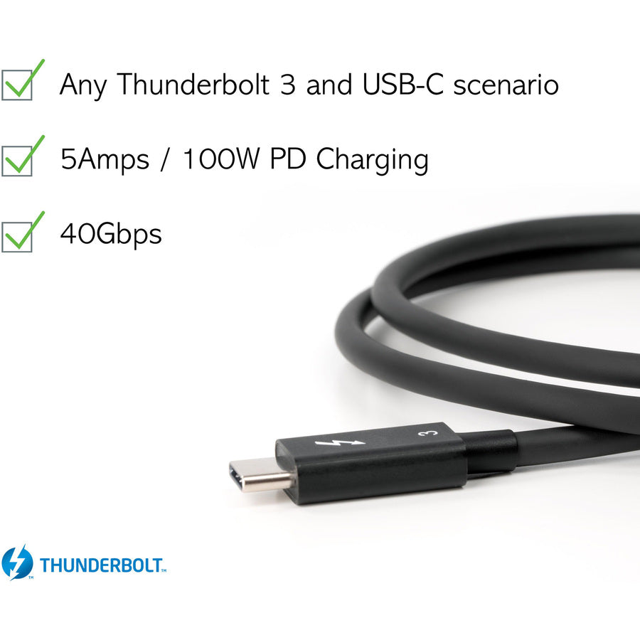 Plugable Thunderbolt 3 Cable 40Gbps Supports 100W (20V, 5A) Charging TBT3-40G80CM