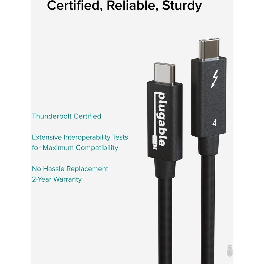 Plugable Thunderbolt 4 Cable [Thunderbolt Certified] TBT4-40G1M