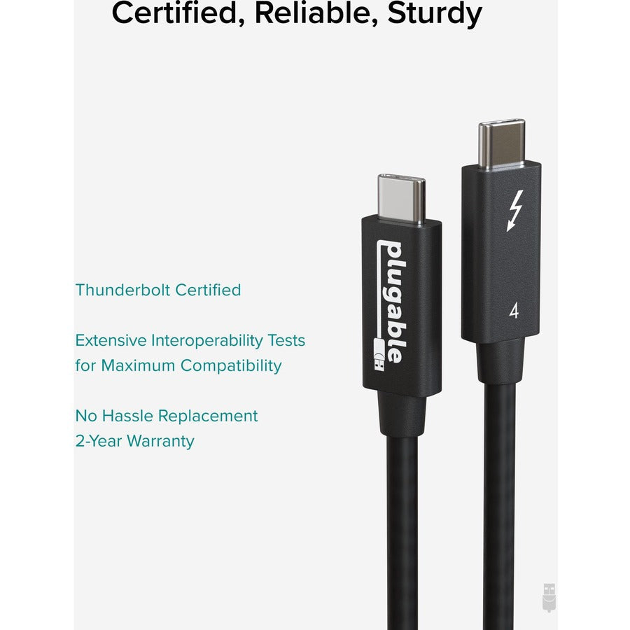 Plugable Thunderbolt 4 Cable [Thunderbolt Certified] TBT4-40G2M