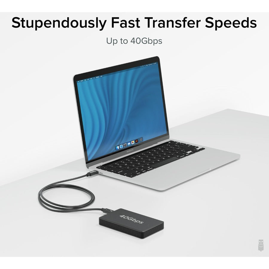 Plugable Thunderbolt 4 Cable with 240W Charging, Thunderbolt Certified, 3.3 Feet (1M),1x 8K Display, 40 Gbps TBT4-240W-1M
