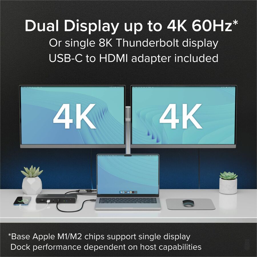 Plugable Thunderbolt 4 Dock with 100W Charging, Thunderbolt Certified, 3x Thunderbolt