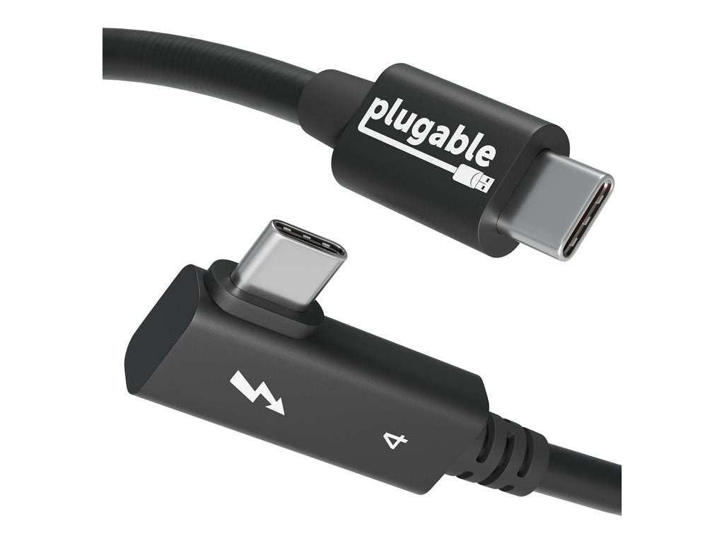 Plugable - Thunderbolt cable - 24 pin USB-C (M) straight to 24 pin USB-C (M) right-angled - USB4 / Thunderbolt 3 / Thunderbolt TBT4-240W-80CMR