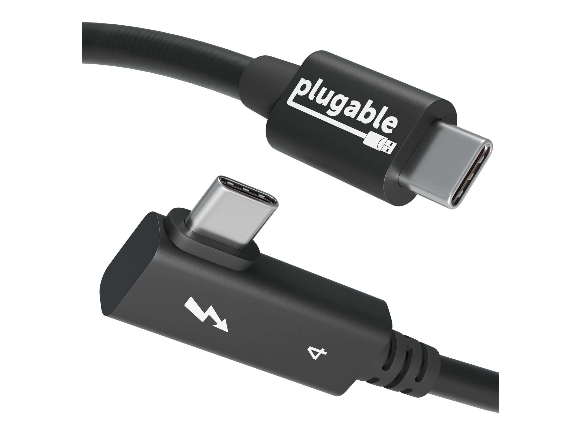 Plugable - Thunderbolt cable - 24 pin USB-C (M) straight to 24 pin USB-C (M) right-angled - USB4 / Thunderbolt 3 / Thunderbolt TBT4-240W-80CMR