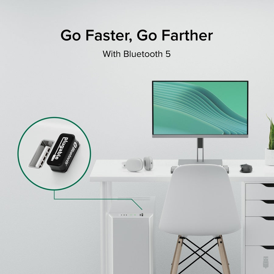 Plugable USB Bluetooth Adapter for PC, Bluetooth 5.0 Dongle, Compatible with Windows USB-BT5
