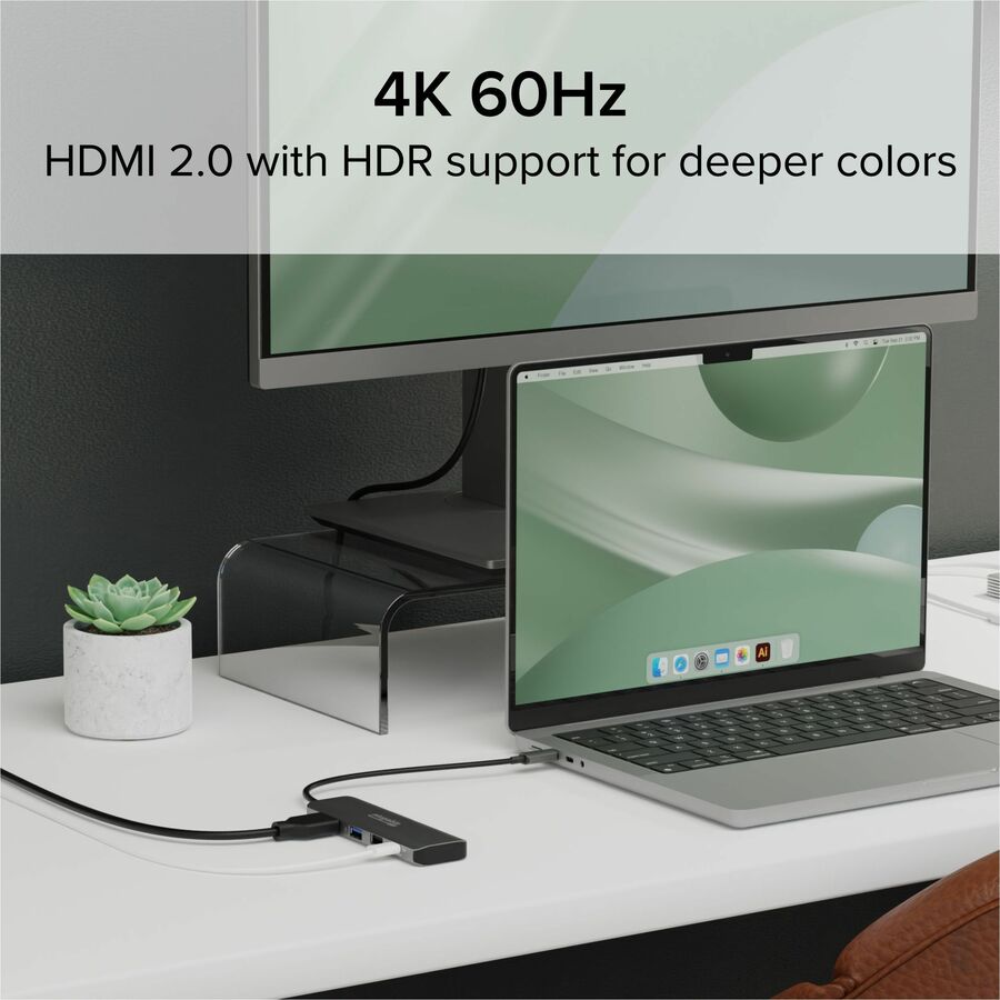 Plugable USB C Hub Multiport Adapter, 4 in 1, 100W Pass Through Charging, USB C to HDMI