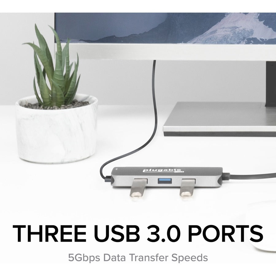 Plugable USB C Hub Multiport Adapter, 7-in-1 Hub Compatible with MacBook Pro, Windows, Chromebook, Dell XPS, Thunderbolt 3 and More USBC-7IN1