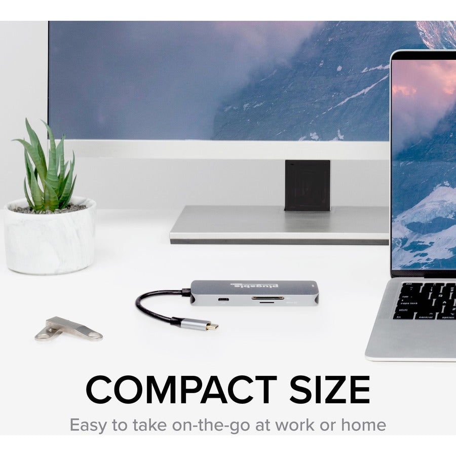 Plugable USB C Hub Multiport Adapter, 7-in-1 Hub Compatible with MacBook Pro, Windows, Chromebook, Dell XPS, Thunderbolt 3 and More USBC-7IN1