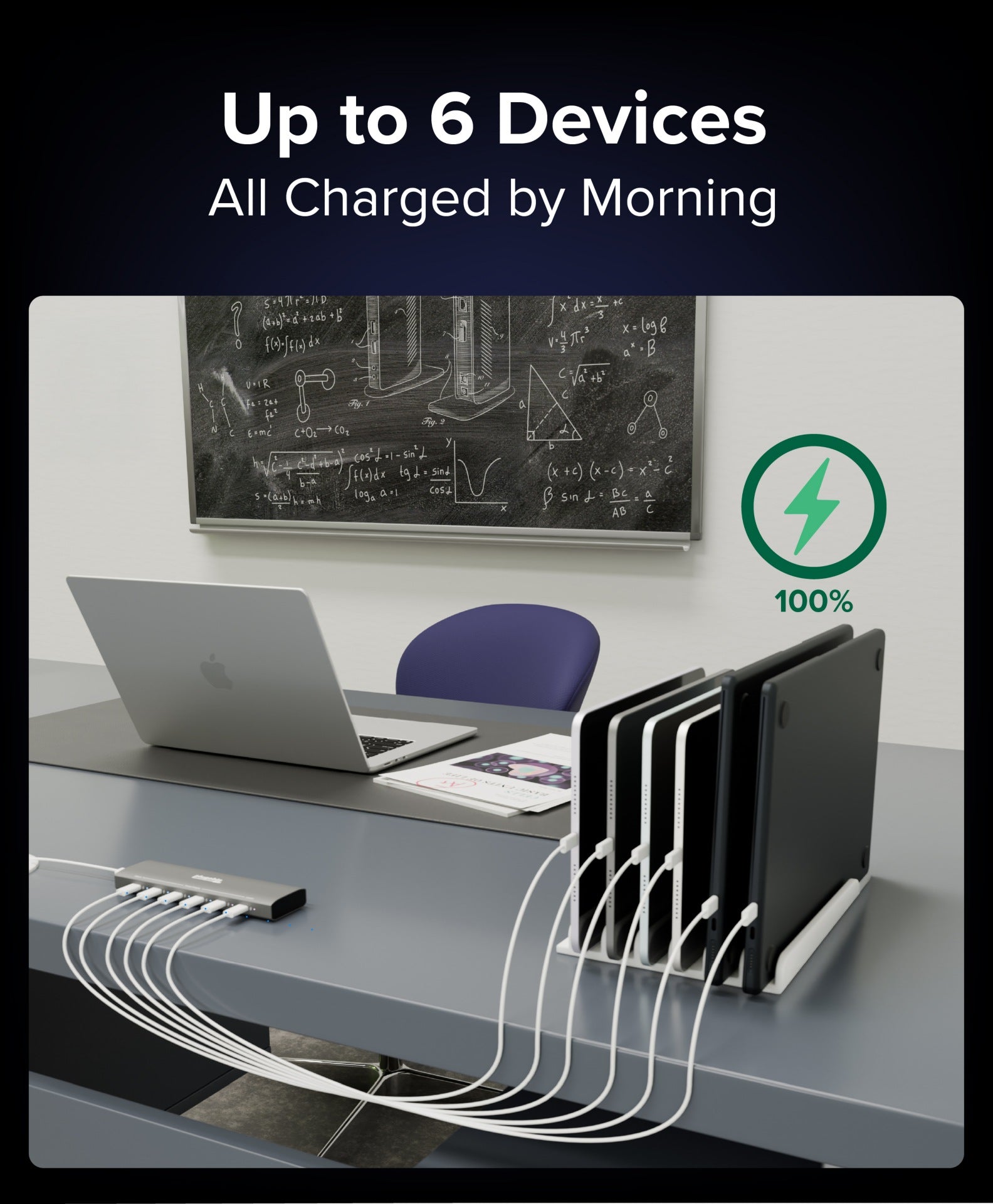Plugable USB-C Power Delivery 6-Port Charger with Priority Charging