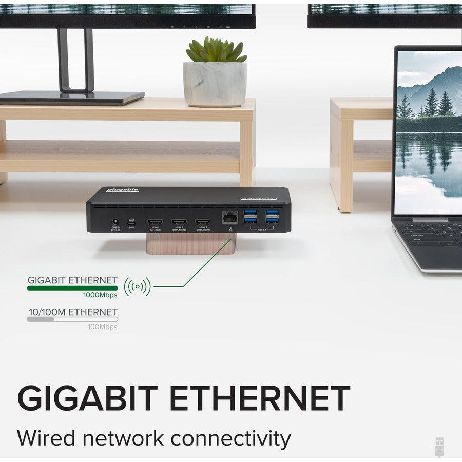 Plugable USB C Triple Display Docking Station with Laptop Charging, Thunderbolt 3 or USB C Dock Compatible with Specific Windows and Mac Systems UD-3900PDZ