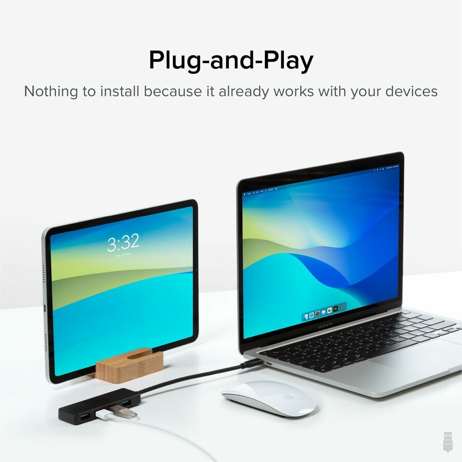 Plugable USB C to USB Adapter Hub, 4 Port USB 3.0 Hub, USB Splitter for Laptop -