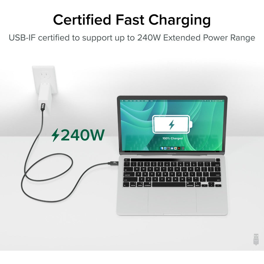 Plugable USB4 Cable with 240W Charging, 3.3 Feet (1M), USB-IF Certified USB4-240W-1M
