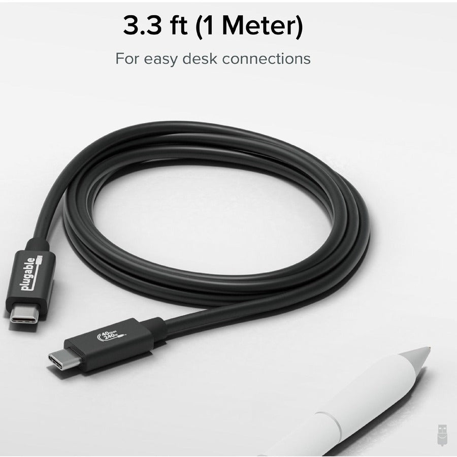 Plugable USB4 Cable with 240W Charging, 3.3 Feet (1M), USB-IF Certified USB4-240W-1M