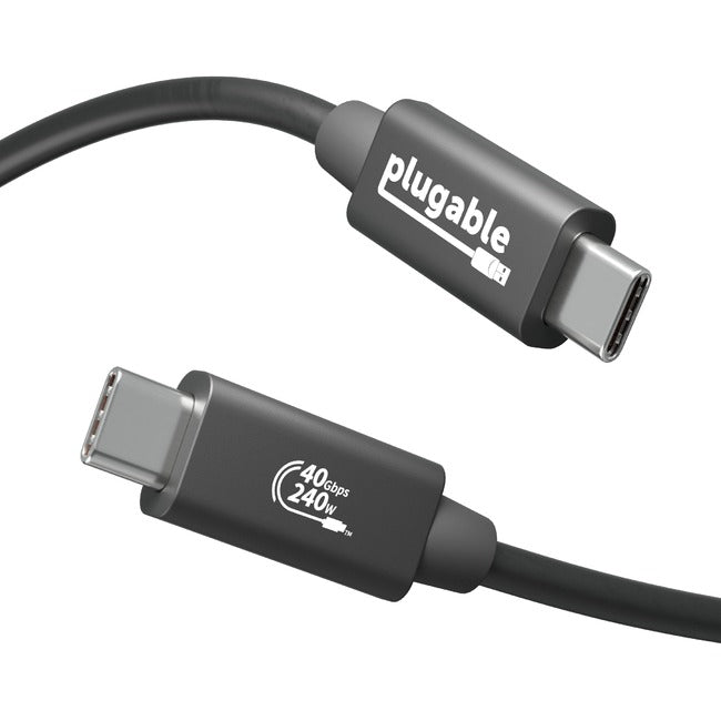 Plugable USB4 Cable with 240W Charging, 3.3 Feet (1M), USB-IF Certified USB4-240W-1M
