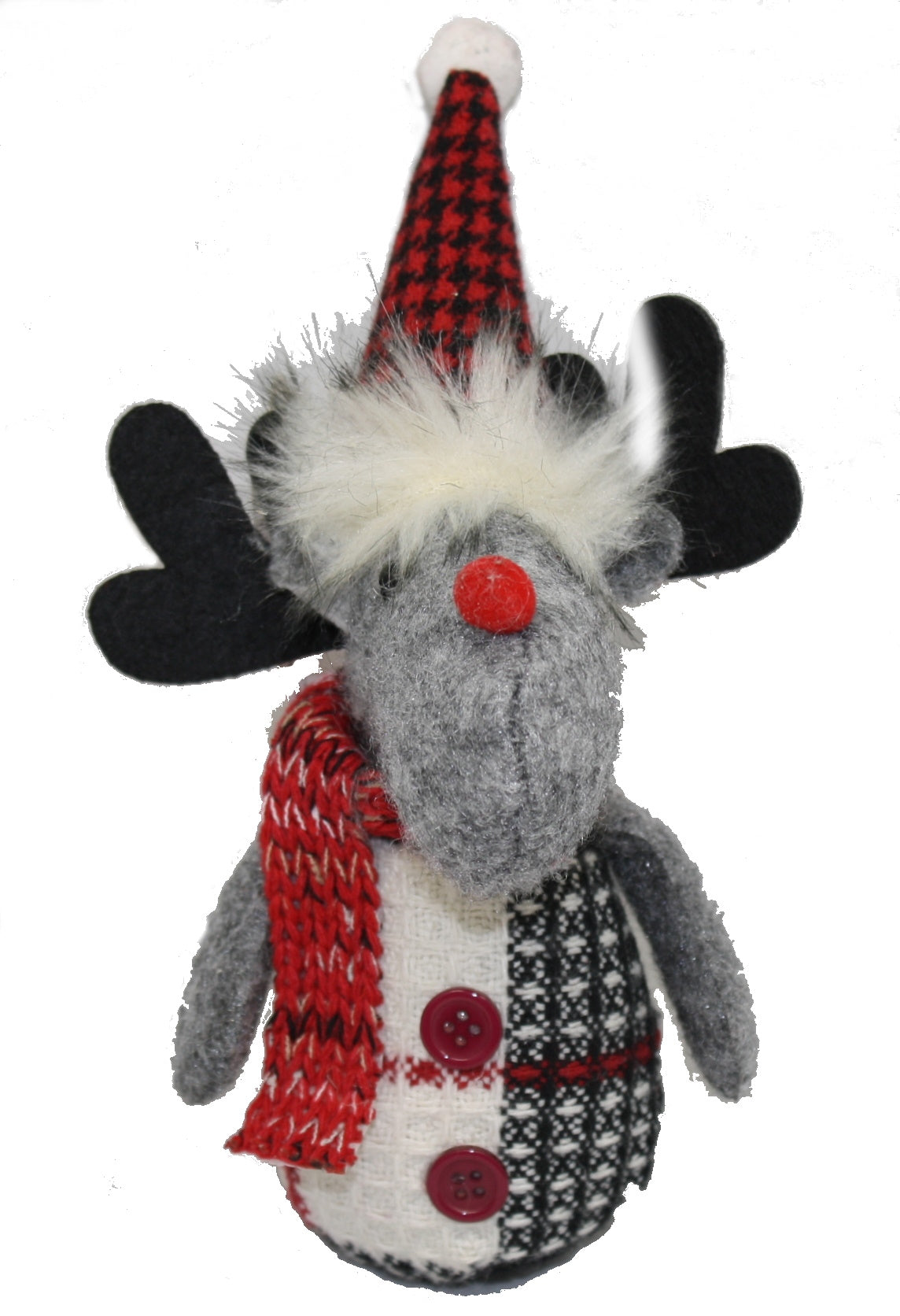 Plush Moose Ornament With Red Scarf
