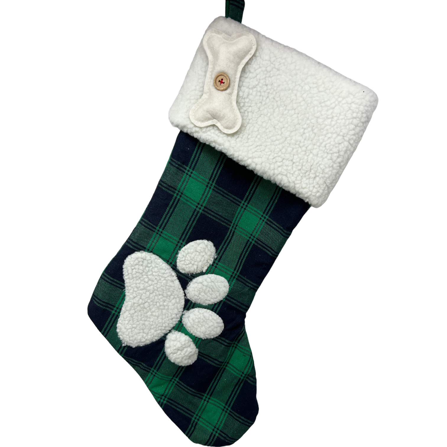 Plush Plaid Pet Stocking Green Tartan