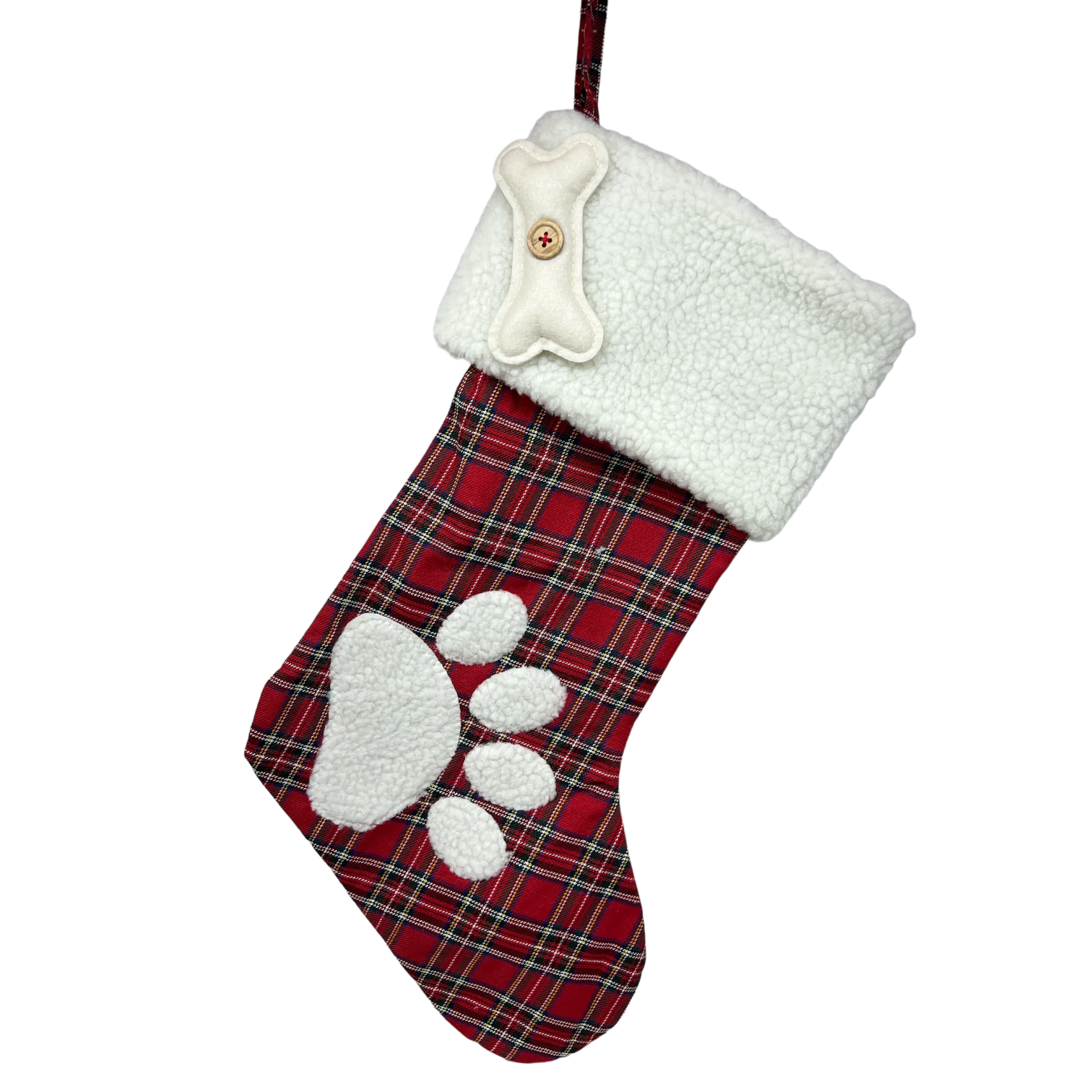 Plush Plaid Pet Stocking Red Tartan