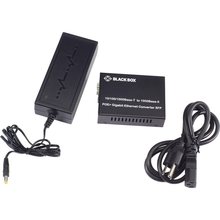 PoE+ Gigabit Media Converter - Black Box LGC215A-R2 Fiber SFP | TechSoft