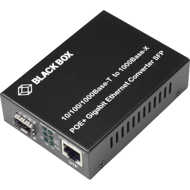 PoE+ Gigabit Media Converter - Black Box LGC215A-R2 Fiber SFP | TechSoft