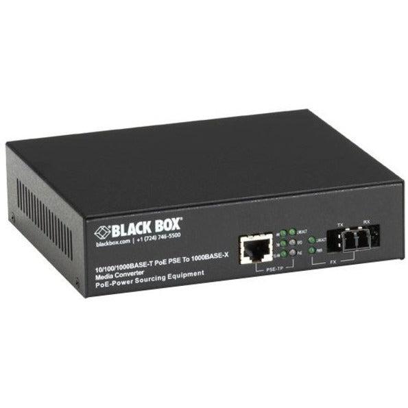 PoE Media Converter Gigabit Ethernet - Black Box LPS500A-SM-10K-LC-R3 Singlemode Fiber 10km | TechSoft