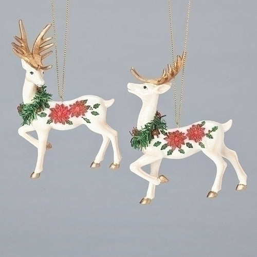 Poinsettia Deer Ornament -
