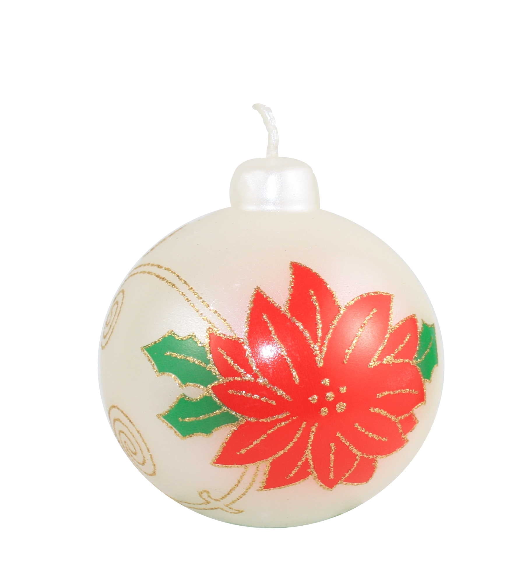 Poinsettia Design Ornament Candle